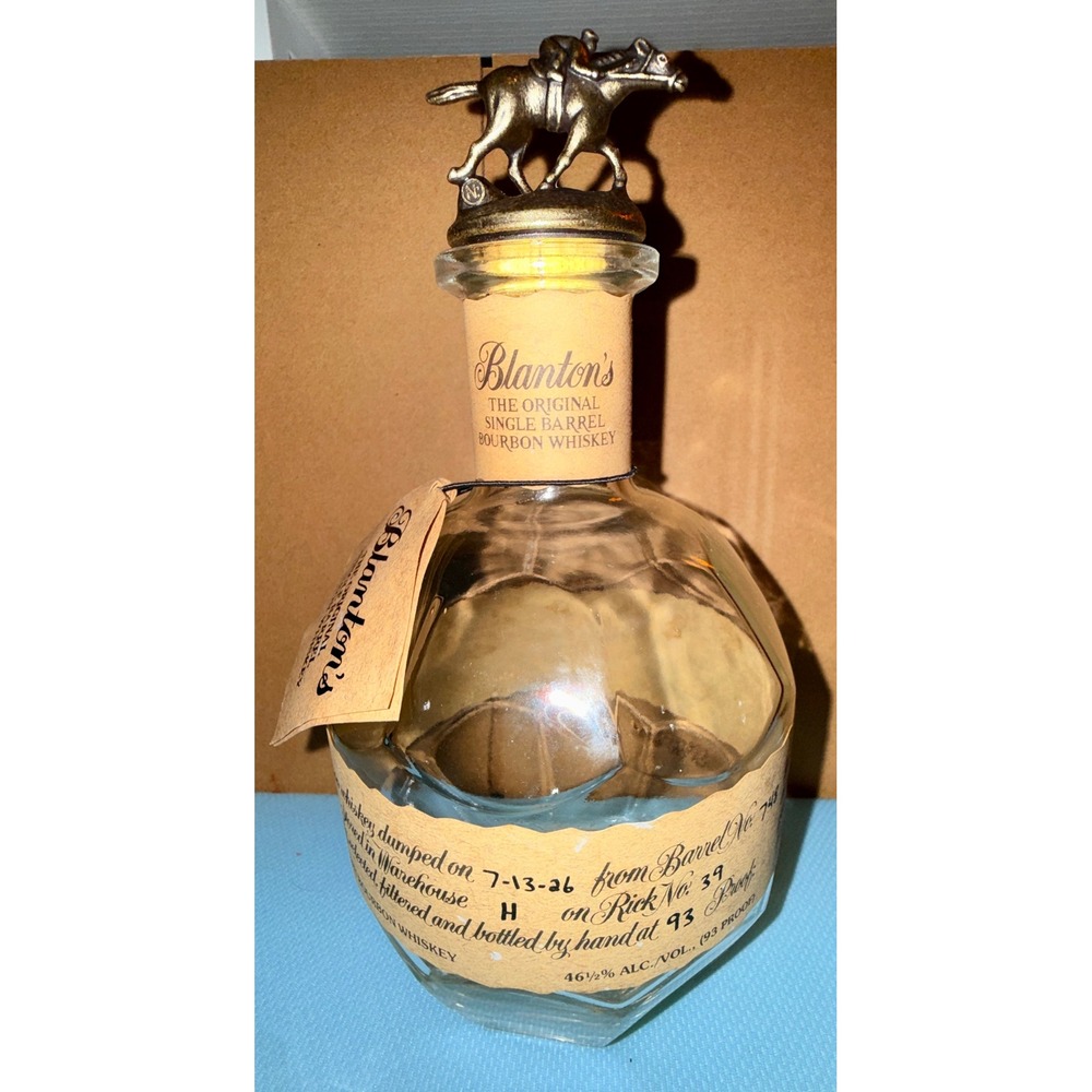 Blanton's Bourbon Empty Bottle 750ml Clear Excellent Horse Stopper Letter N: